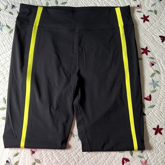 Zyia Active Luxe Neon Yellow Stripe High Waist Women’s Leggings Size 16-18 - Picture 2 of 6